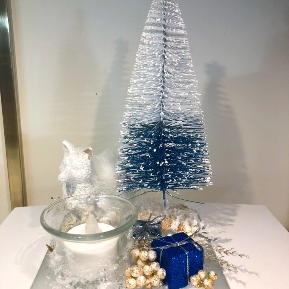 Winter scene handmade candle holder